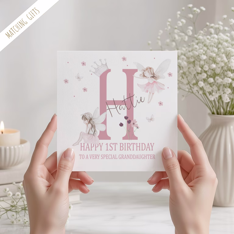 Girls Personalised Fairy Birthday Card