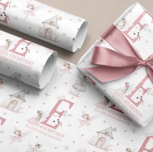 Girls Personalised Fairy Birthday Gift Wrapping Paper