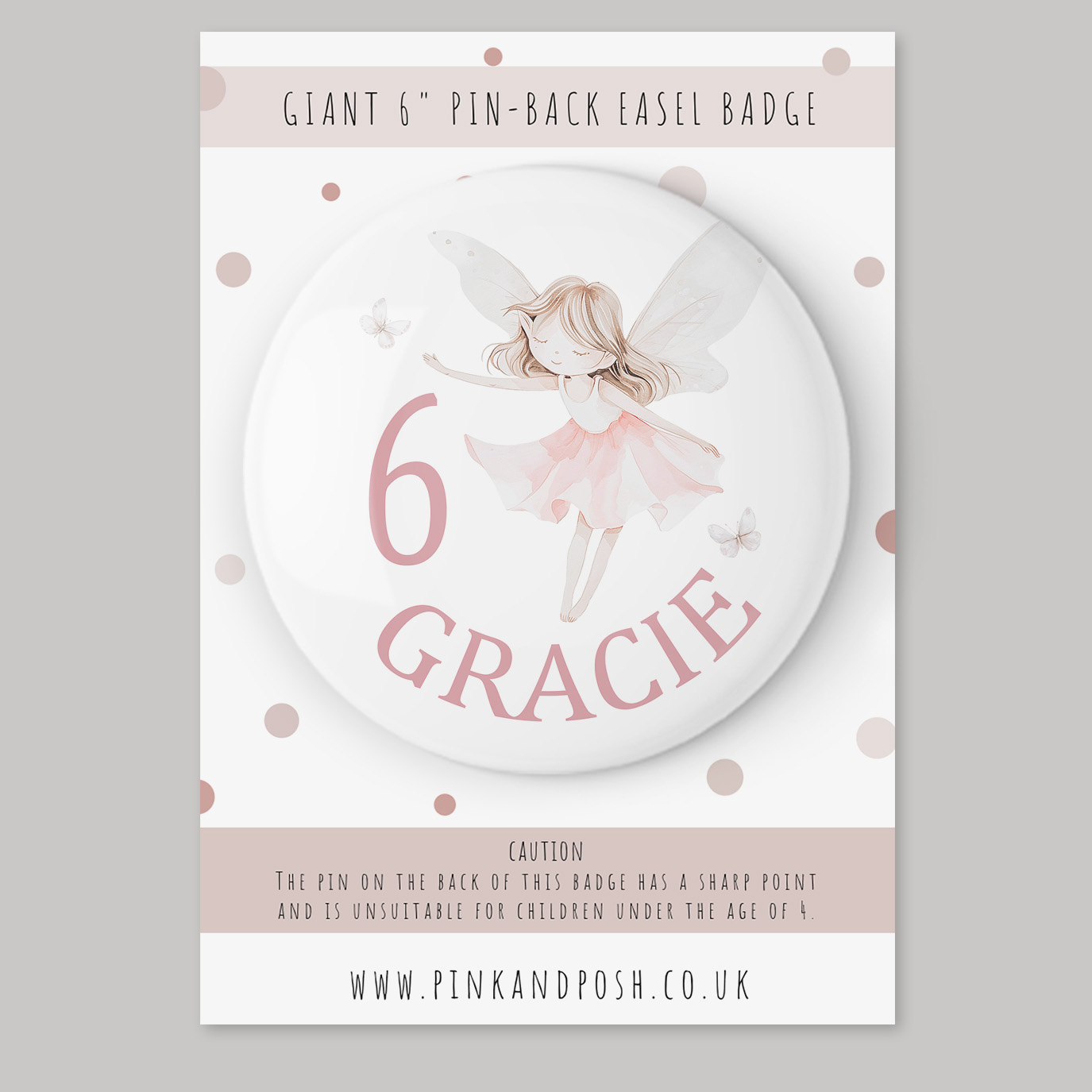 Girls Giant Fairy Birthday Badge