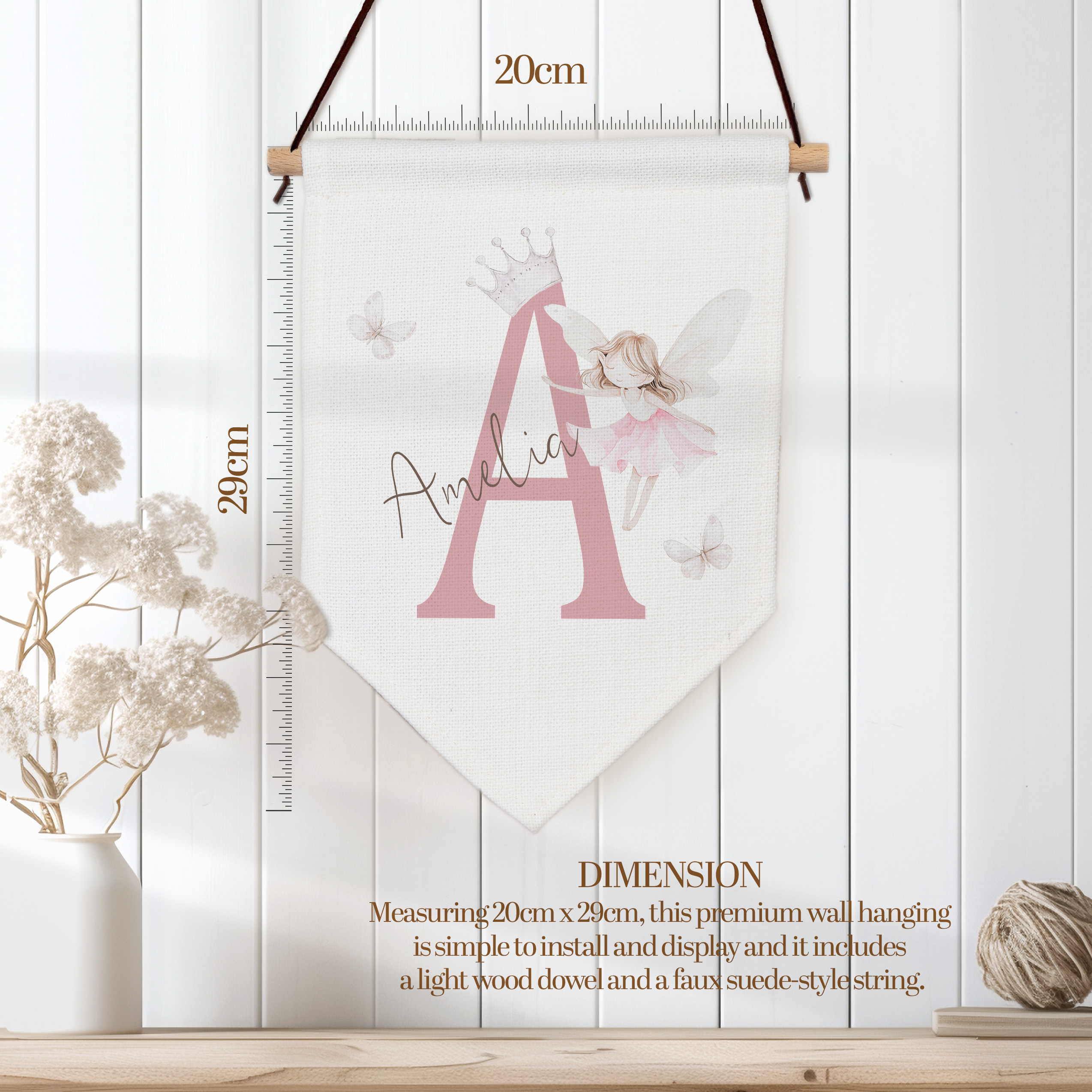 Girls Personalised Fairy Wall Sign