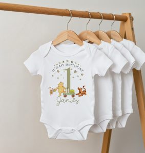 Personalised Winnie The Pooh 1st Birthday Onesie