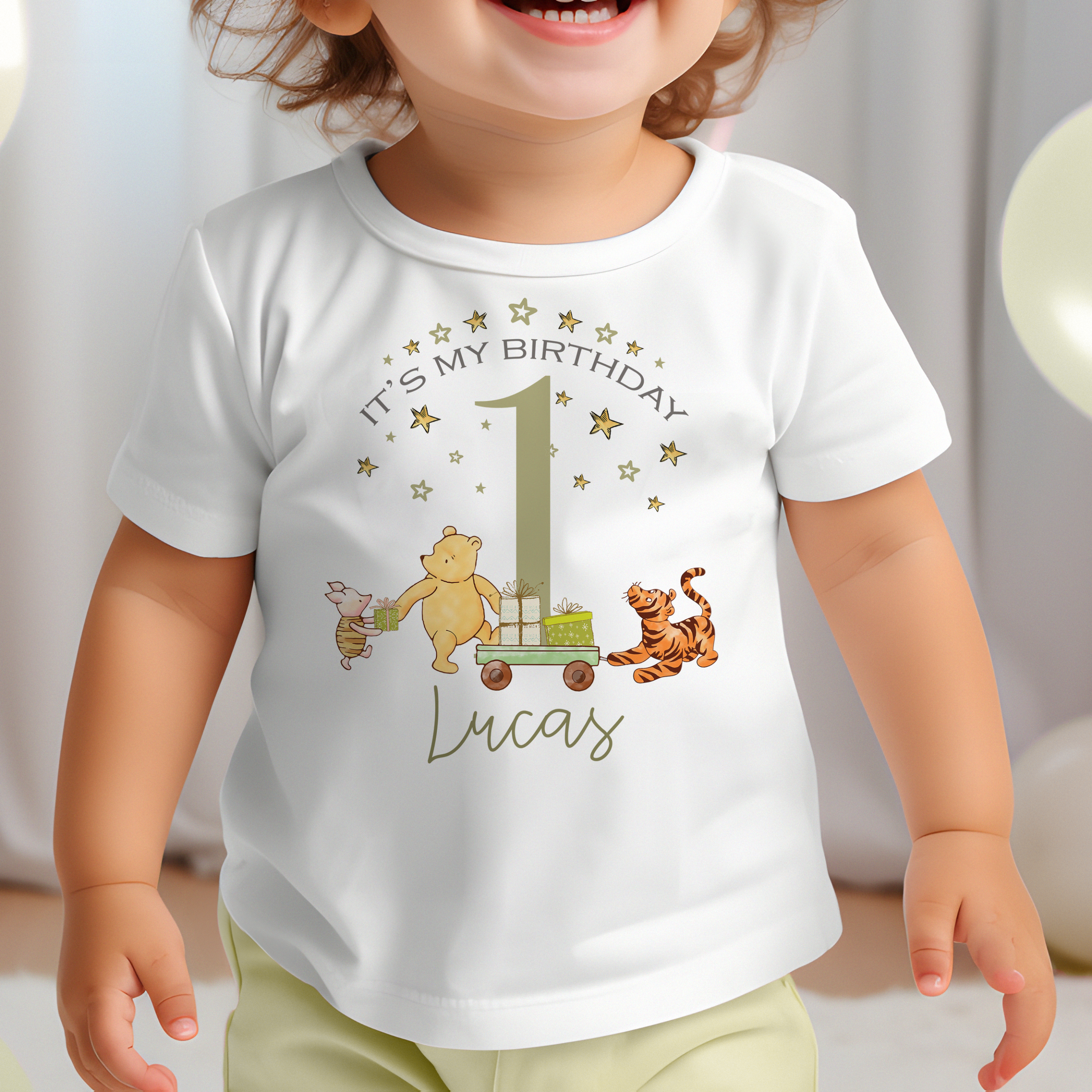 Personalised Winnie The Pooh 1st Birthday T-Shirt