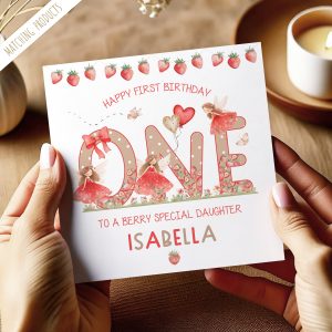 Personalised 1st Birthday Strawberry Card