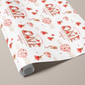 1st Birthday Strawberry Wrapping Paper