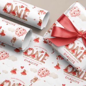 1st Birthday Strawberry Wrapping Paper