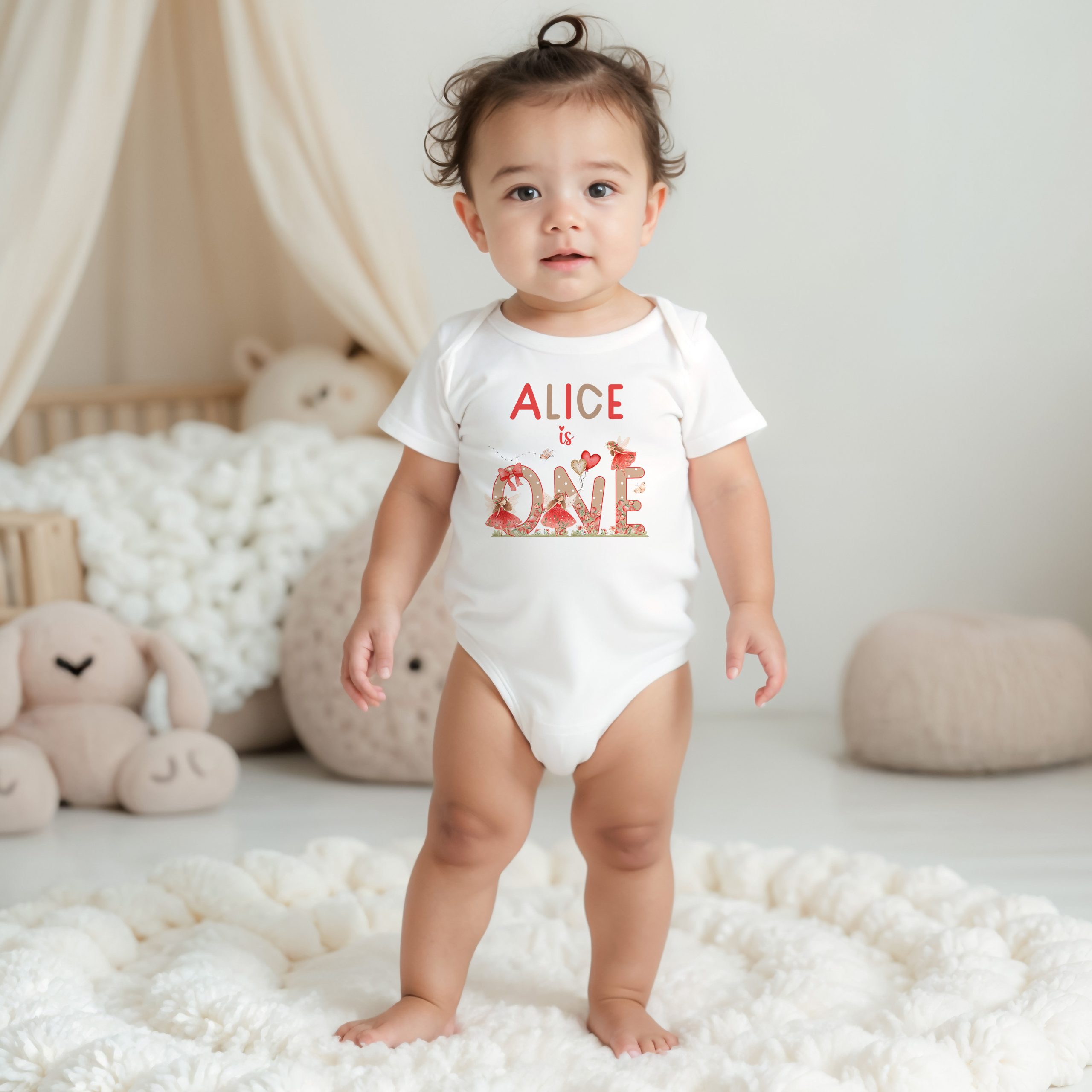 Girls 1st Birthday Strawberry Fairy Onsie