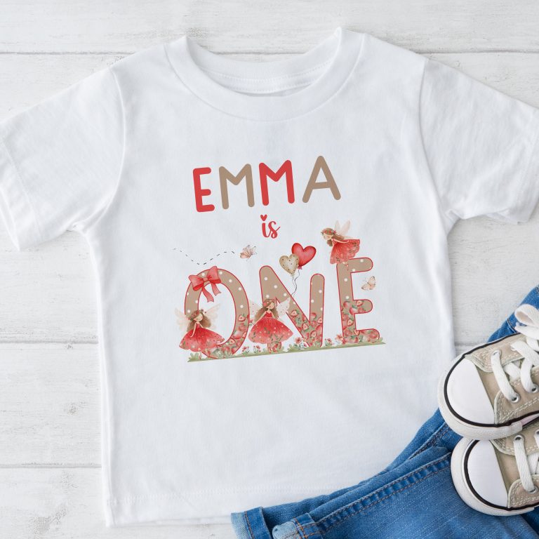 Girls 1st Birthday Strawberry Fairy T-Shirt