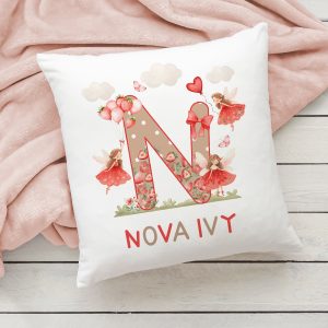 Girls Personalised Strawberry Name Cushion