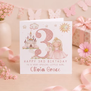 Girls Princess Unicorn Birthday Card