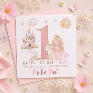 Girls Princess Unicorn Birthday Card