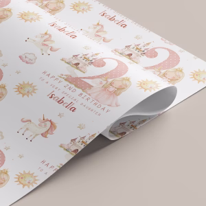 Girls Princess Unicorn Birthday Gift Wrapping Paper