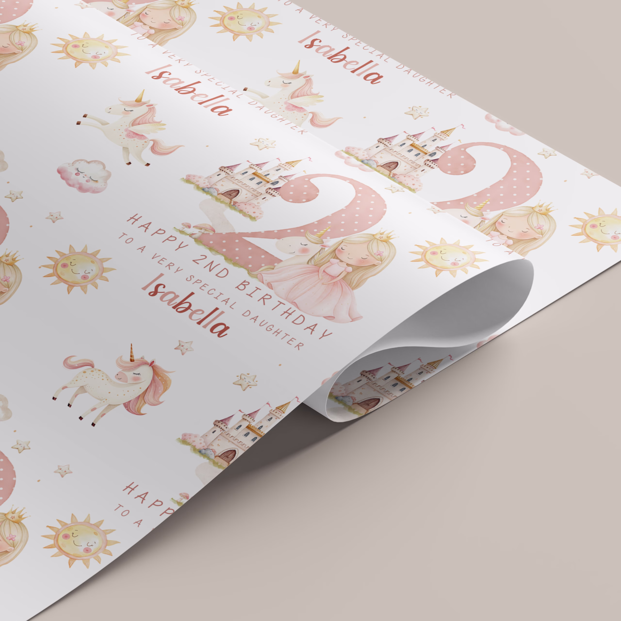 Girls Princess Unicorn Birthday Gift Wrapping Paper