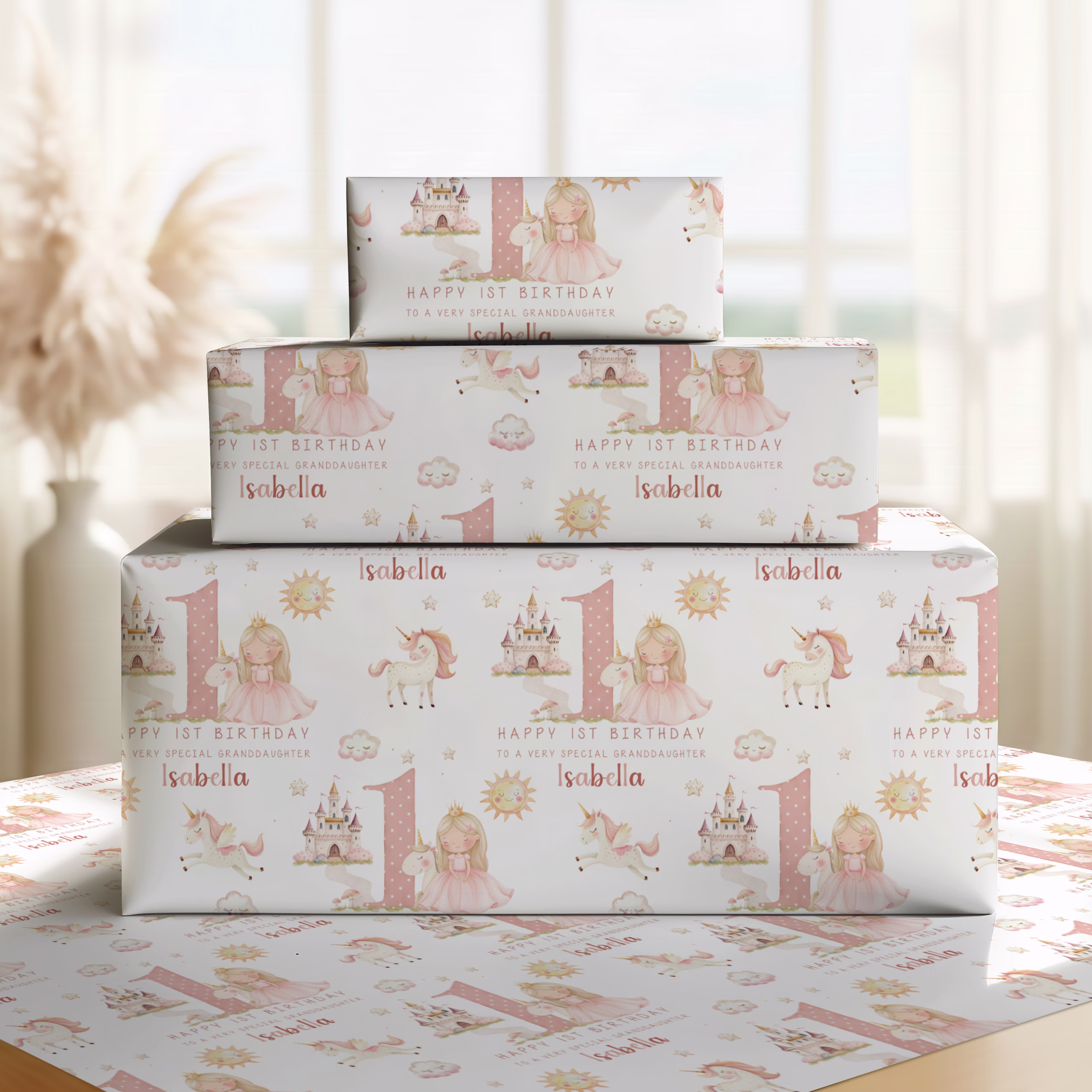 Girls Princess Unicorn Birthday Gift Wrapping Paper