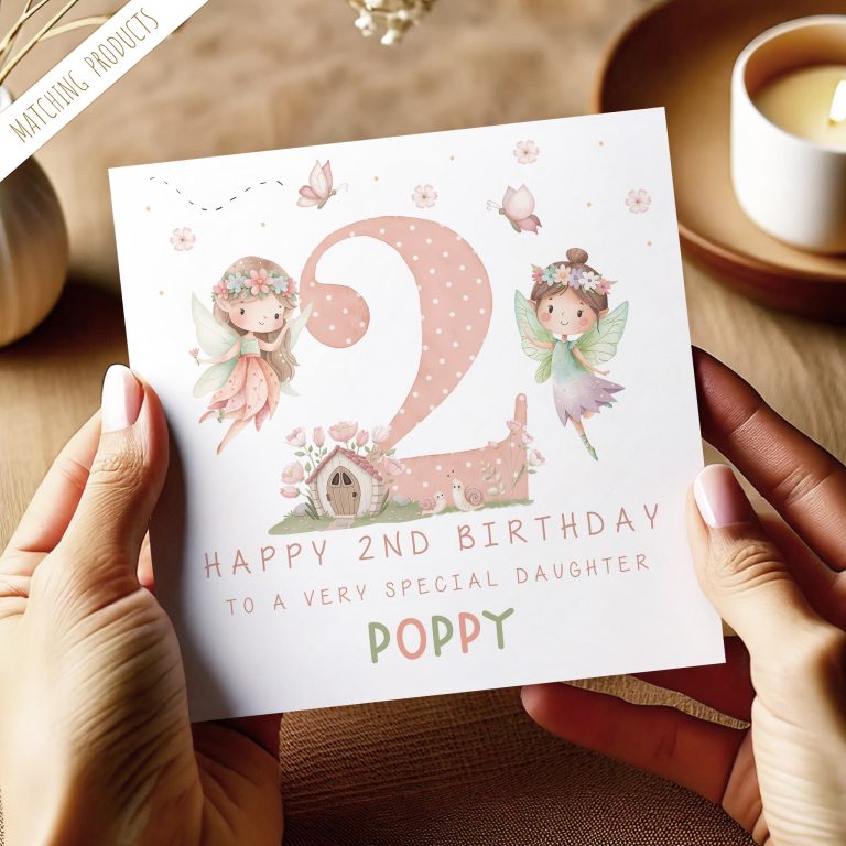 Girls Personalised Garden Fairy Birthday Card