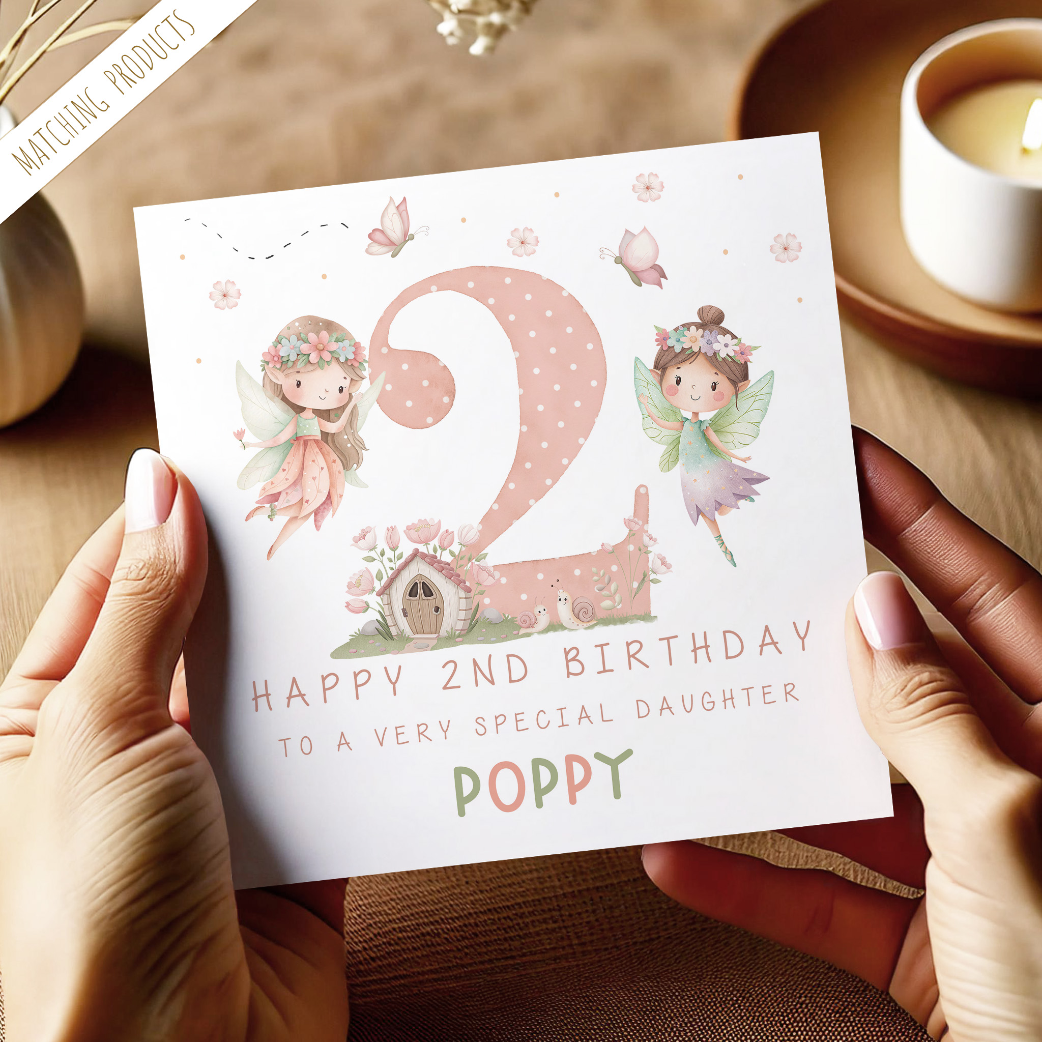 Girls Personalised Garden Fairy Birthday Card