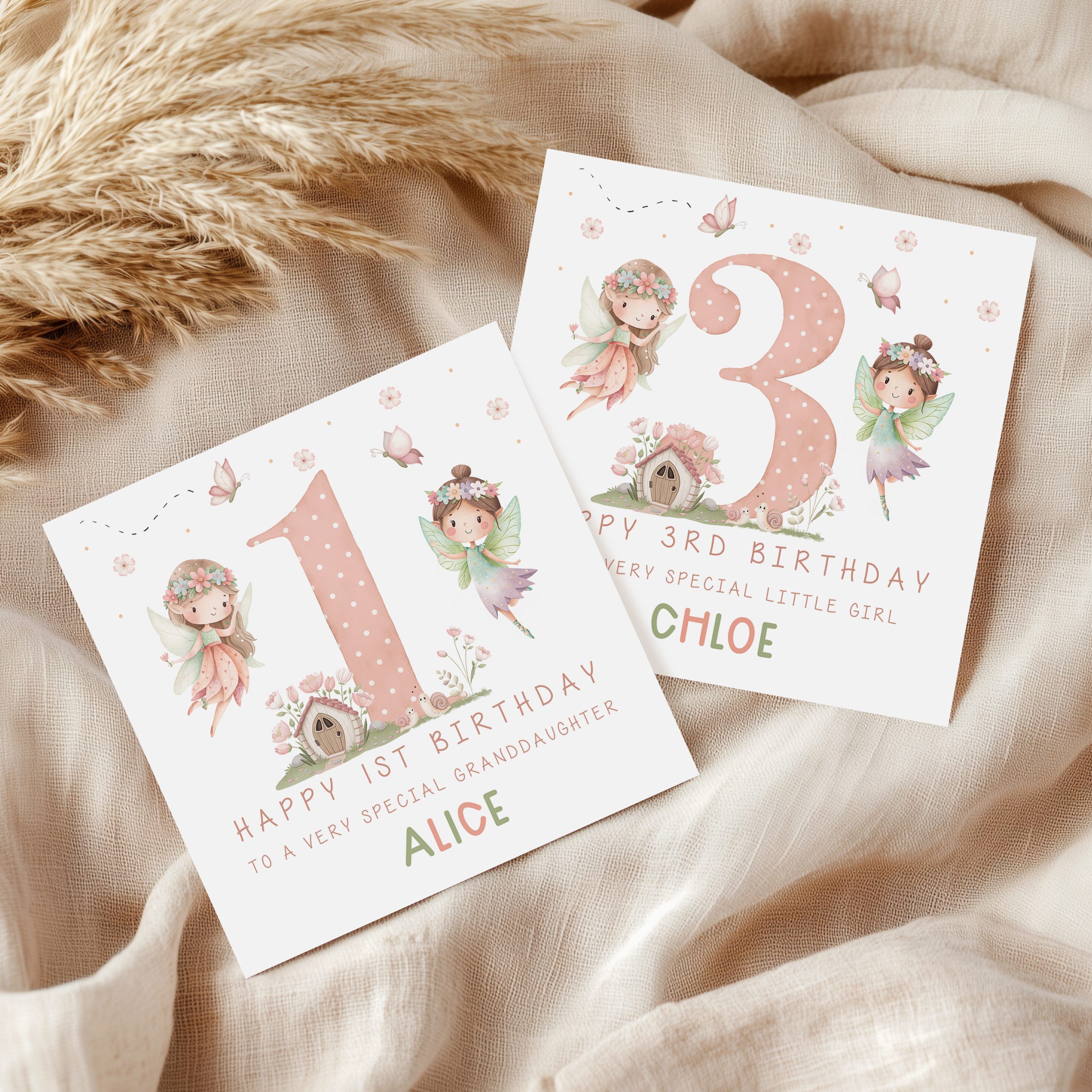 Girls Personalised Garden Fairy Birthday Card