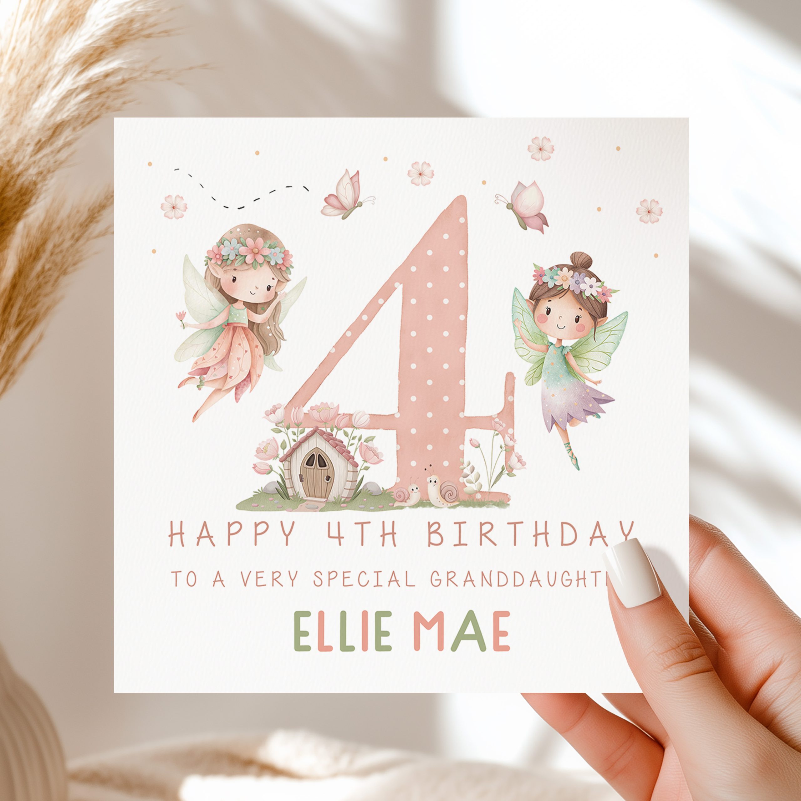 Girls Personalised Garden Fairy Birthday Card