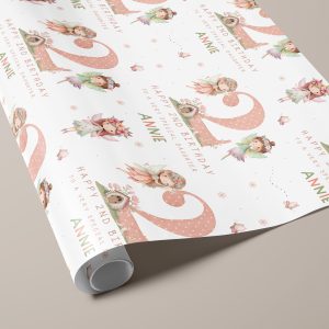 Girls Personalised Fairy Birthday Gift Wrapping Paper