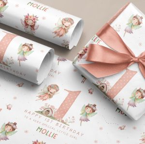 Girls Personalised Fairy Birthday Gift Wrapping Paper