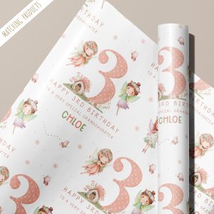 Girls Personalised Fairy Birthday Gift Wrapping Paper