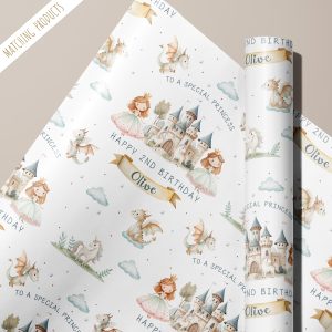 Girls Personalised Princess Birthday Gift Wrapping Paper