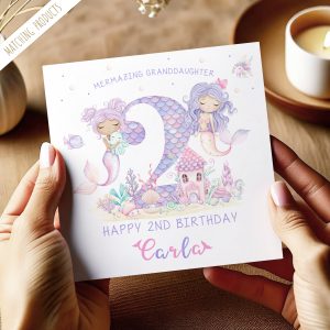Girls Personalised Mermaid Birthday Card