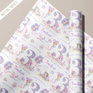 Girls Personalised Mermaid Birthday Gift Wrapping Paper