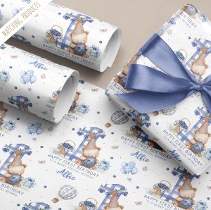 1st Birthday Blueberry Gift Wrapping Paper