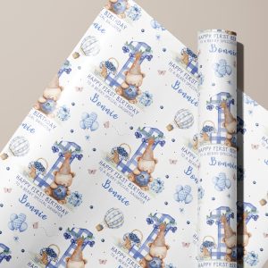 1st Birthday Blueberry Gift Wrapping Paper