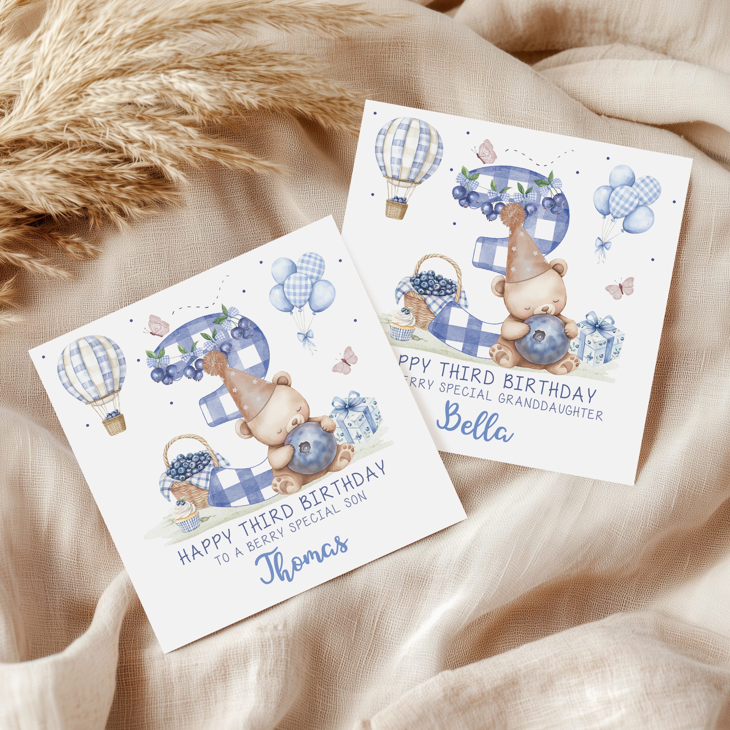 Blueberry 3rd Birthday Card