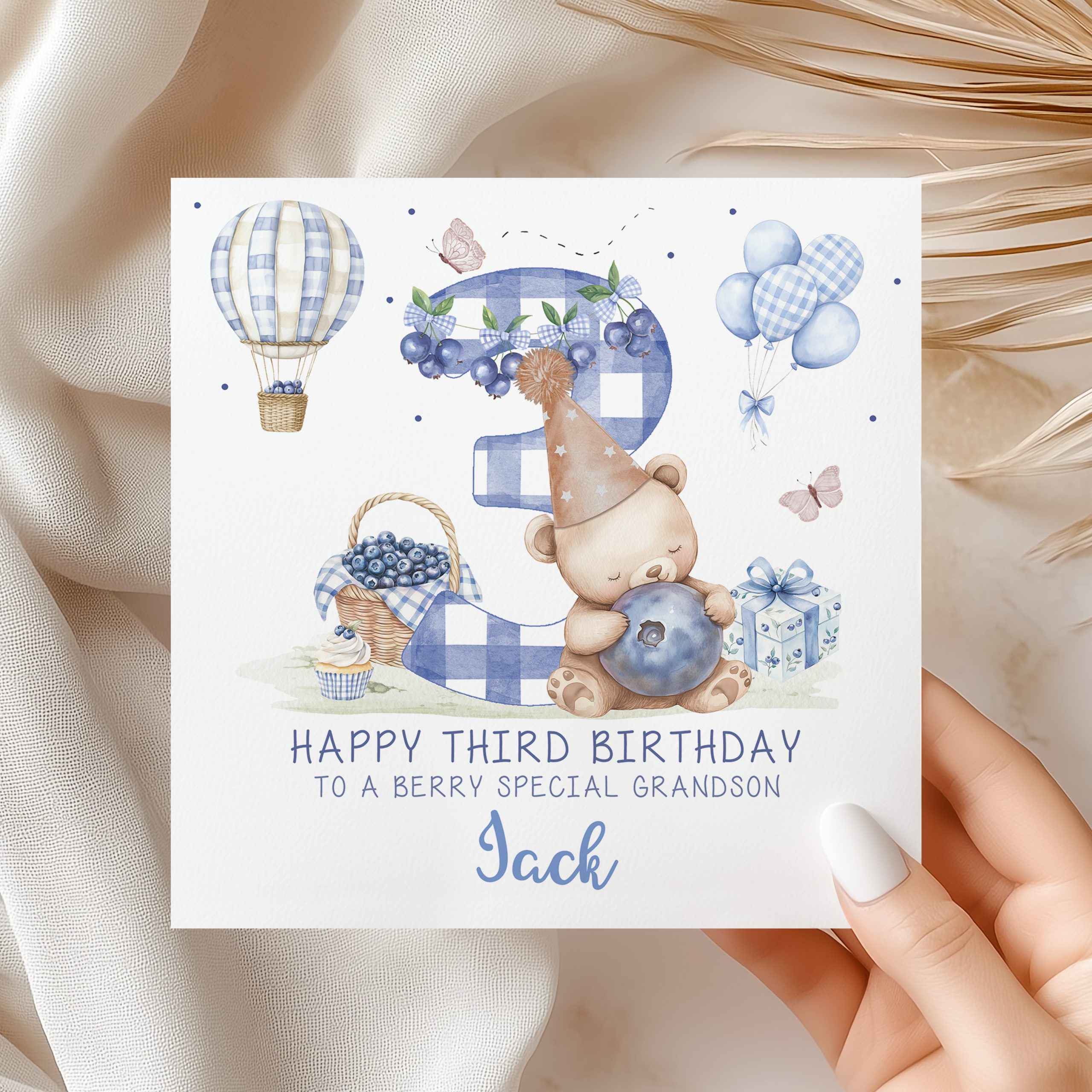 Blueberry 3rd Birthday Card