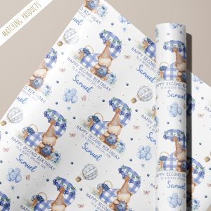 2nd Birthday Blueberry Gift Wrapping Paper