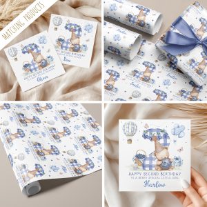 2nd Birthday Blueberry Gift Wrapping Paper