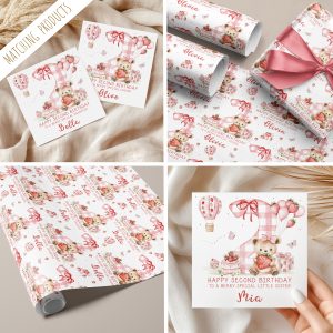 Girls 2nd Birthday Strawberry Gift Wrapping Paper