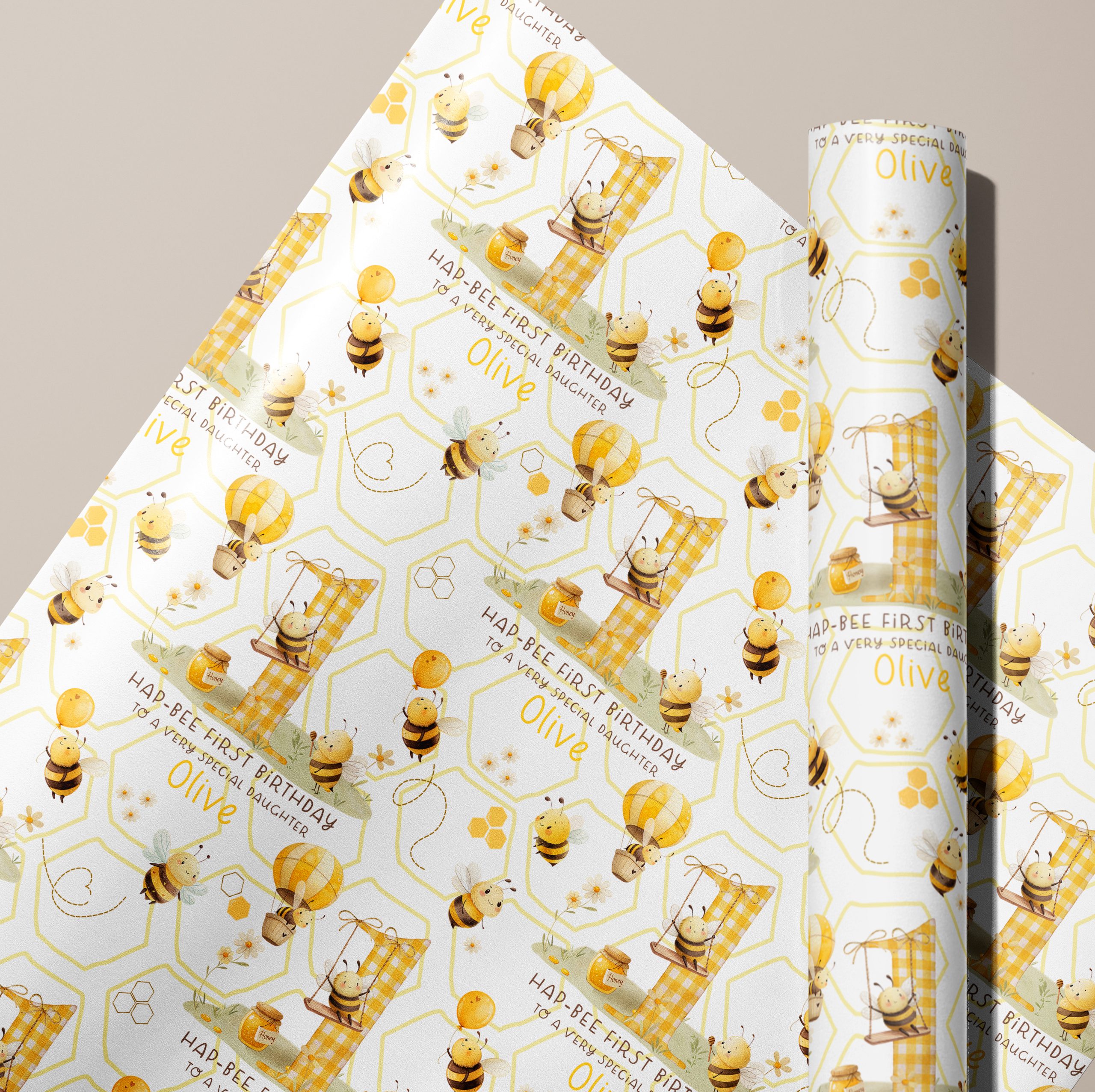 Personalised Bumble Bee Gift Wrapping Paper