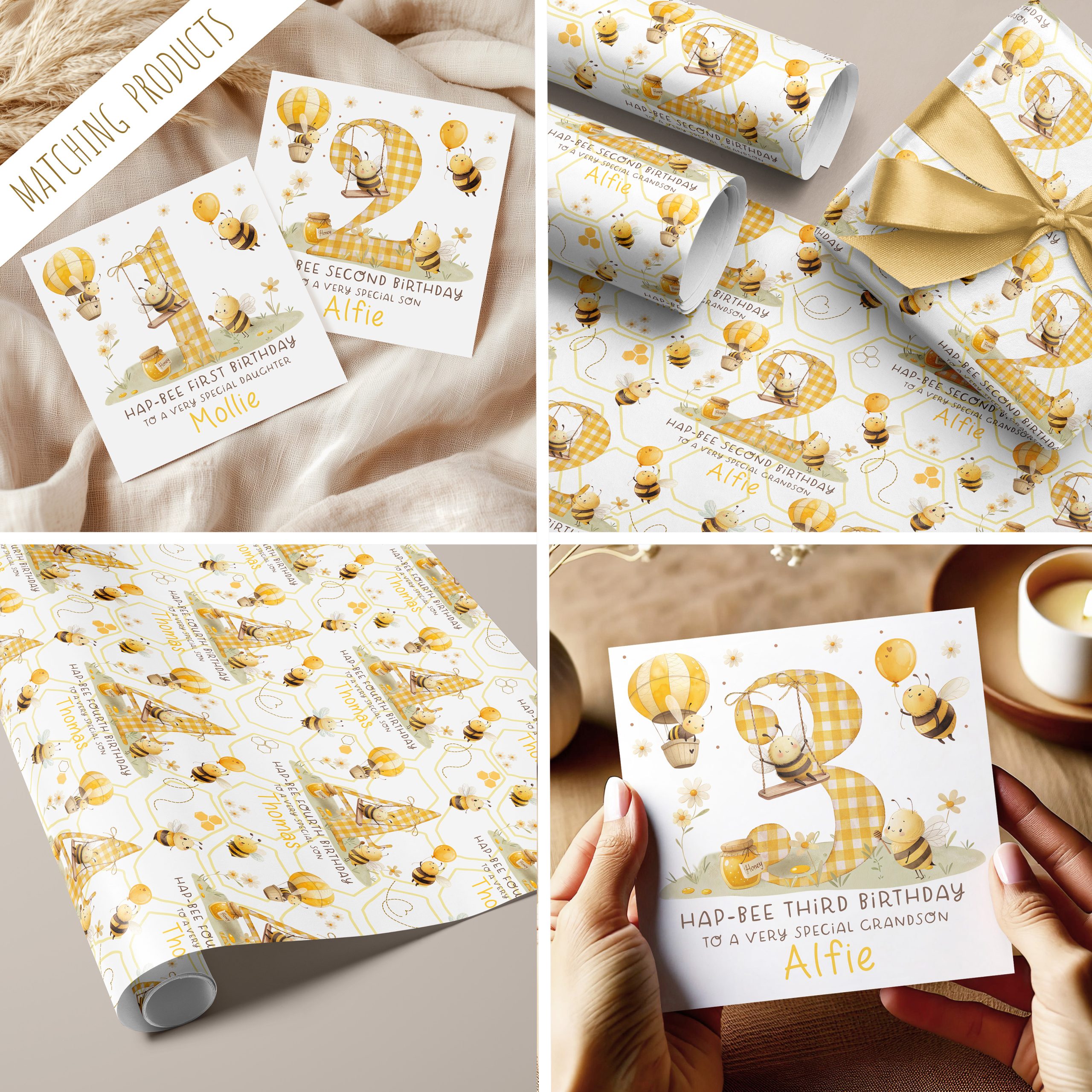 Personalised Bumble Bee Gift Wrapping Paper