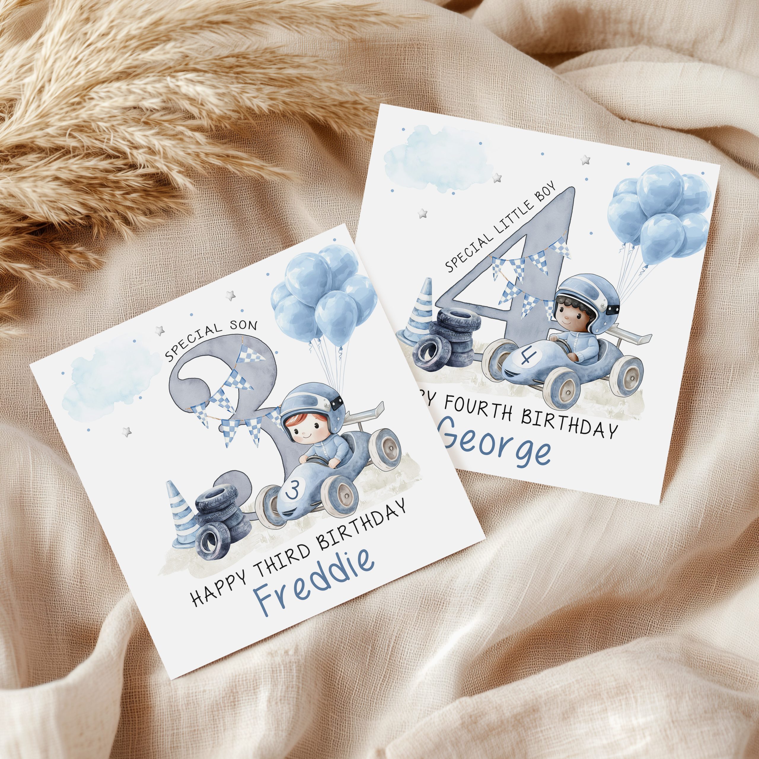 Boys Personalised Racing Car Card