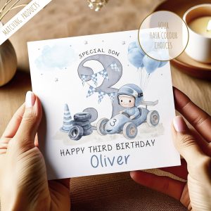 Boys Personalised Racing Car Card