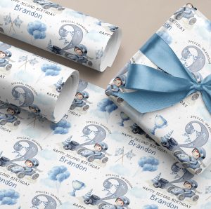 Boys Personalised Racing Car Birthday Gift Wrapping Paper