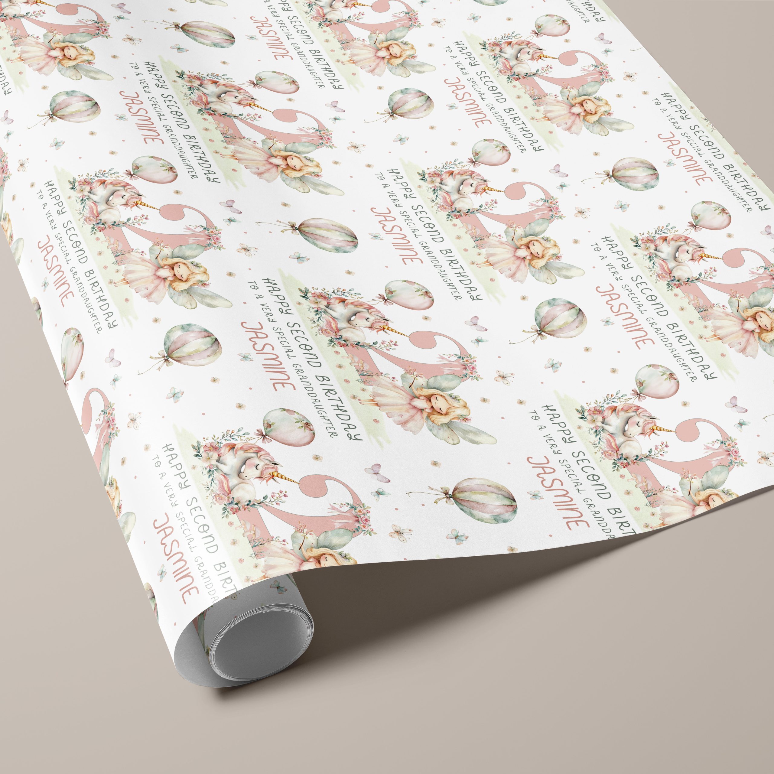 Personalised Unicorn Fairy Birthday Gift Wrapping Paper