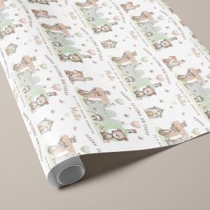 2nd Birthday Woodland Animals Gift Wrapping Paper