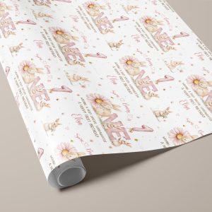 Girls 1st Birthday Rabbit Gift Wrapping Paper