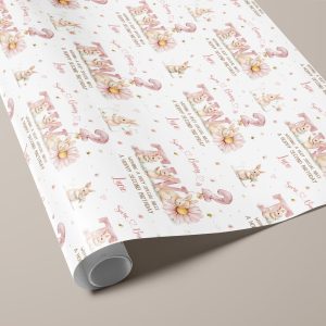 Girls 2nd Birthday Rabbit Gift Wrapping Paper