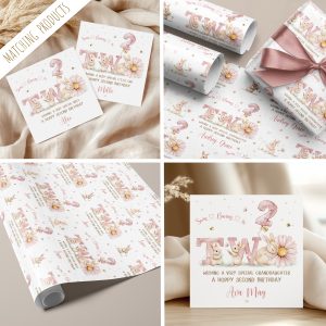 Girls 2nd Birthday Bunny Rabbit Card