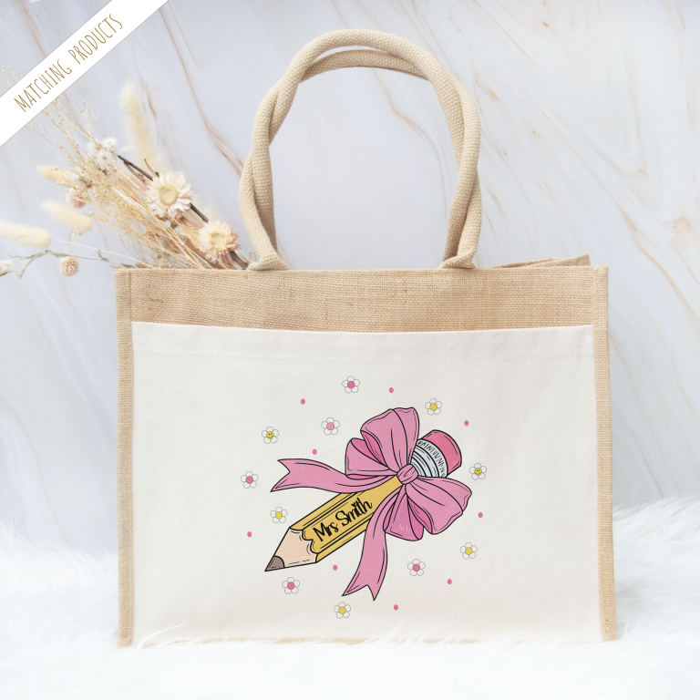Personalised Teacher Jute Bag With Pocket