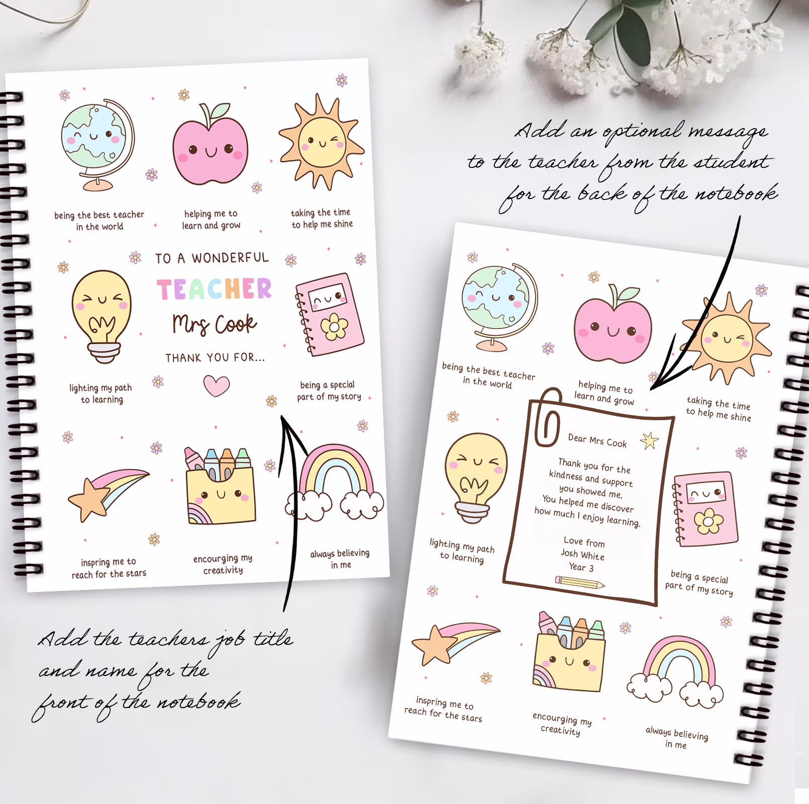 Personalised Teacher Notebook Gift