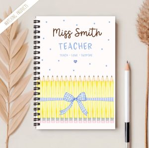 Thank You Teacher Yellow Pencils Notebook