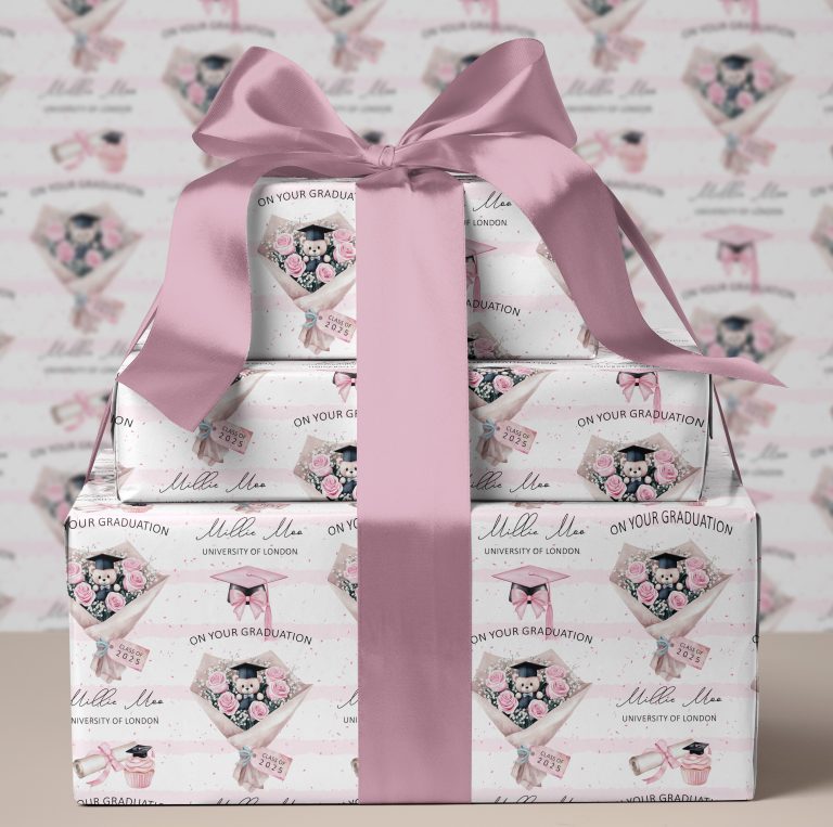 Personalised Pink Graduation Gift Wrapping Paper