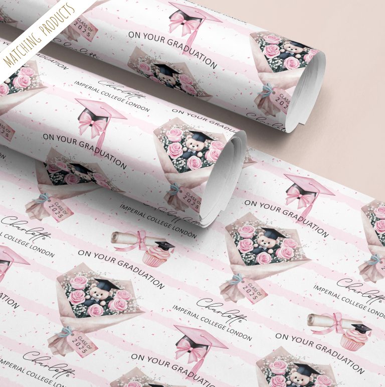 Personalised Pink Graduation Gift Wrapping Paper