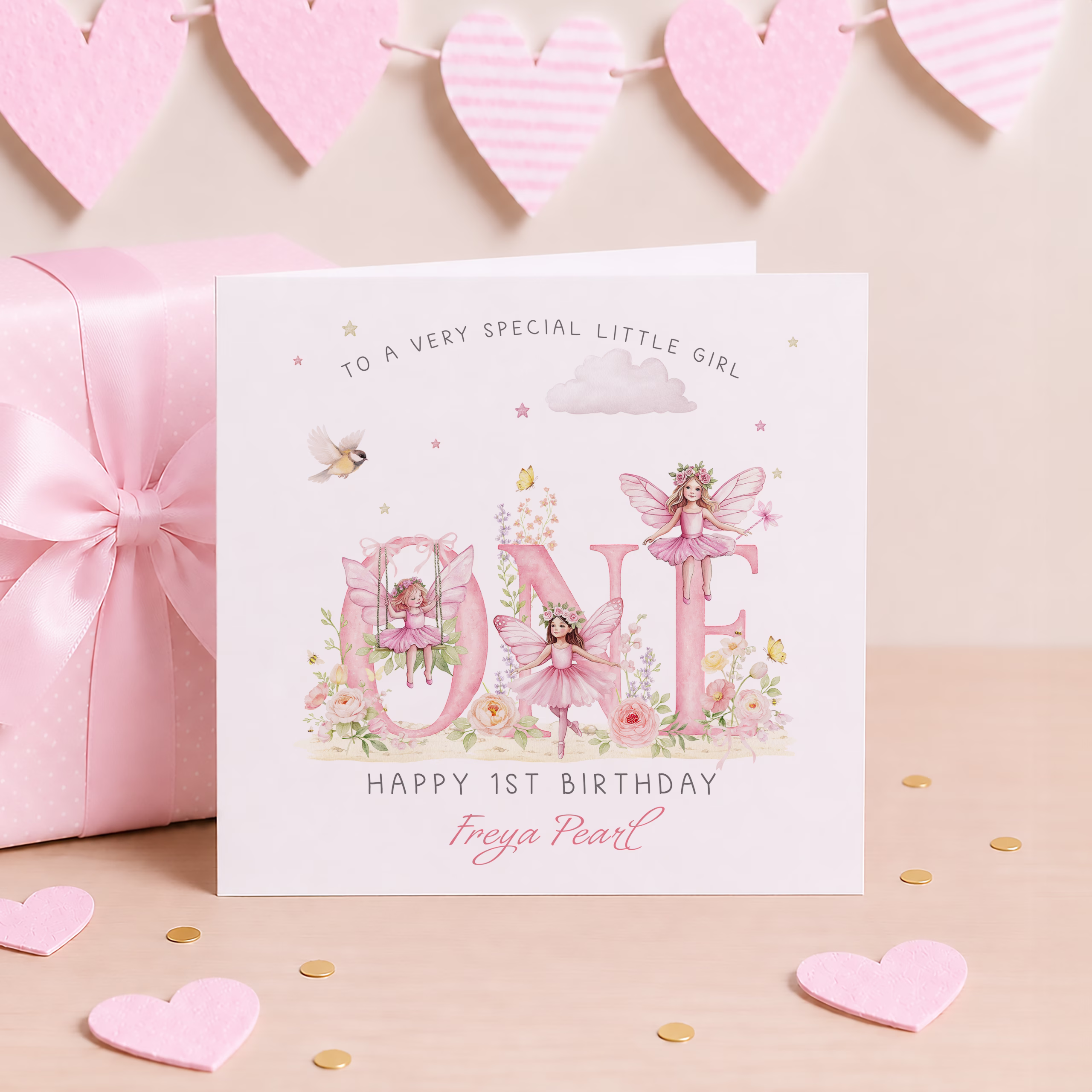 Girls 1st Birthday Fairy Card